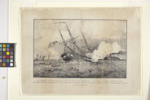 Sinking Of The Cumberland By The Ironclad "Merrimack" (litografie)