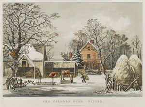 Farmářský dům – zima od Currier and Ives