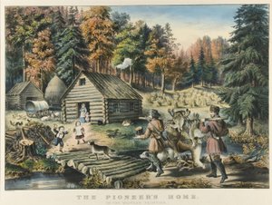 Pionýrský domov na západní hranici od Currier and Ives