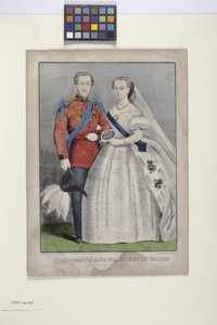 Princ a princezna z Walesu (ručně kolorovaná litografie)