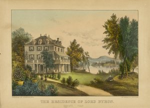 Sídlo lorda Byrona (ručně kolorovaná litografie) od Currier and Ives