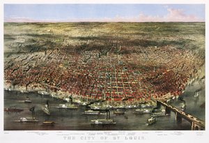 Město St. Louis, kolem roku 1874 (barevná litografie) od Currier and Ives