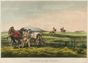 Trappers on the Prairie / Mír nebo válka? 1866 (barevná litografie) od Currier and Ives