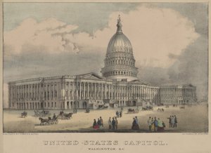 Kapitol Spojených států, Washington, DC 1872 (barevná litografie) od Currier and Ives