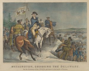 Washington překračující Delaware Večer 25. prosince 1776, před bitvou u Trentonu od Currier and Ives