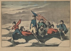 Washington překračující Delaware večer před bitvou o Trenton, 5. prosince 1776 od Currier and Ives