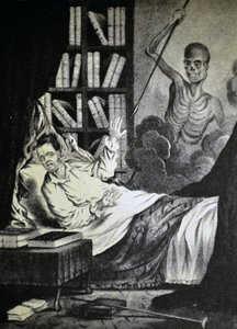 Currier & Ives ilustrace 19. století. Zlý muž v hodině smrti od N. and Ives, J.M. Currier