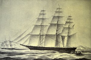 Currier & Ives ilustrace 19. století. Loď Clipper Hurricane od N. and Ives, J.M. Currier