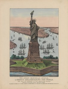 The Great Bartholdi Statue – Liberty Enlightening the World, 1885 (ručně kolorovaná litografie) od N. and Ives, J.M. Currier