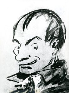 Karikatura Charlese Baudelaira (1821-67) (tužka na papíře) (čb foto) od Nadar