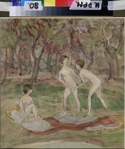 Koupající se. Dílo Nadezhdy Sergeyevna Psishcheva (1881-1913), akvarel na papíře od Nadezhda Psishcheva