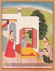 Krišnovy nohy myly služebné, Panjab Hills, Basohli, kolem roku 1780