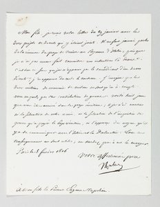 Podepsaný dopis od Napoleona jeho nevlastnímu synovi, princi Eugène de Beauharnais Napoleon