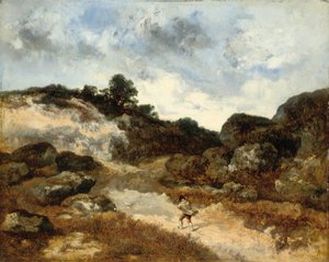 Před bouří postava na kamenité cestě do Jean-de-Paris od Narcisse Virgile Diaz de la Peña