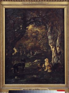 Psi v lese Malba Narcissuse Diaz de la Pena od Narcisse Virgile Diaz de la Peña