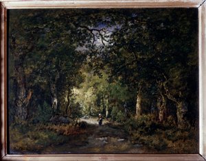Cesta pod dřevem Obraz Narcisse Diaz de la Pena (1807-1876) 19. století Sun. 0,24x0,32 m