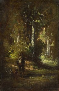 Pohled do nitra lesa s myslivcem od Narcisse Virgilio Diaz de la Peña, Alexandre Gabriel Decamps
