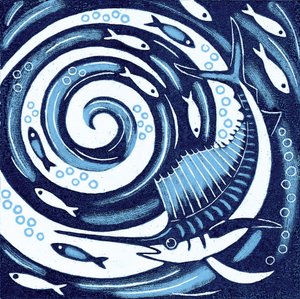 Sailfish, 2010 (barevný dřevoryt) od Nat Morley