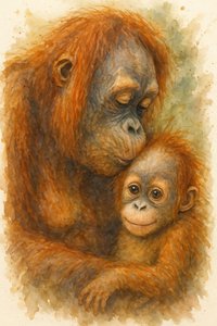 Jemné objetí orangutana od Natalie Bruns