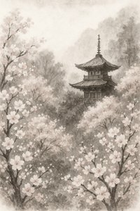 Květy japonské pagodové třešně