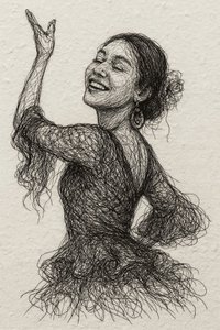 Usmívající se tanečnice flamenca od Natalie Bruns