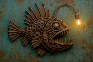 Steampunková lampa ve tvaru mořské ďasnice od Natalie Bruns