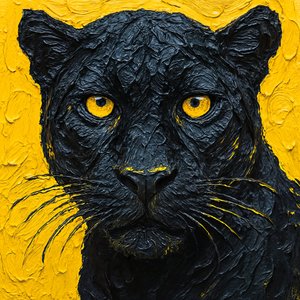 Černý panter s výraznou srstí od Natalie Bruns