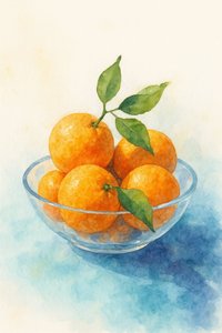 Akvarelové zátiší s citrusy
