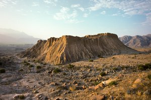 Moche pyramida Pampa Grande v údolí Lambayeque v severním Peru