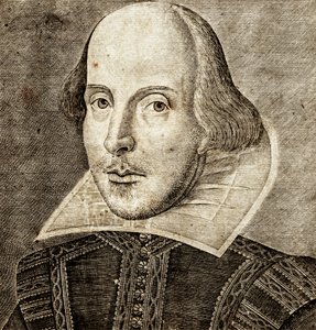 Portrét Williama Shakespeara na frontispisu knihy Comedies, histories,  tragedies i... od Nathan Benn
