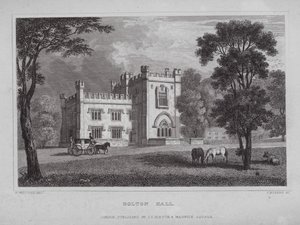 Bolton Hall (rytina) od Nathaniel (after) Whittock