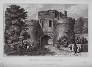 Vchod do hradu Skipton (rytina) od Nathaniel (after) Whittock