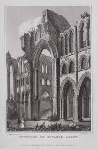 Interiér opatství Rivaulx (rytina) od Nathaniel (after) Whittock
