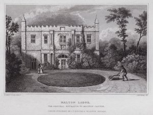 Malton Lodge, původní vchod do hradu Malton (rytina) od Nathaniel (after) Whittock