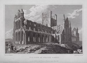 Severovýchodní pohled na Whitby Abbey (rytina)