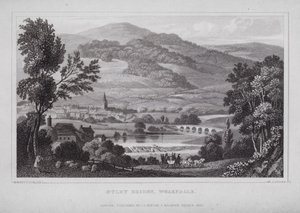 Otley Bridge, Wharfdale (rytina) od Nathaniel (after) Whittock