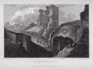 Scarborough Castle (rytina) od Nathaniel (after) Whittock