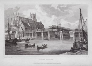 Selby Bridge (rytina) od Nathaniel (after) Whittock