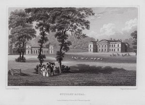 Studley Royal (rytina) od Nathaniel (after) Whittock
