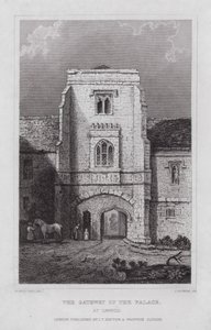 Brána paláce, v Cawood (rytina) od Nathaniel (after) Whittock