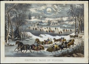 Central Park v zimě, 1877-94., 1877-94. Tvůrci: Nathaniel Currier, James Merritt Ives, Currier a Ives. od Currier and Ives