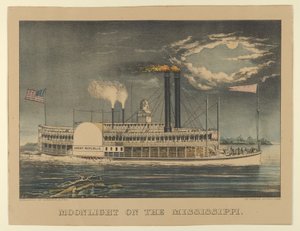 Měsíční svit na Mississippi, 1872-74., 1872-74. Tvůrci: Nathaniel Currier, James Merritt Ives, Currier a Ives. od Currier and Ives