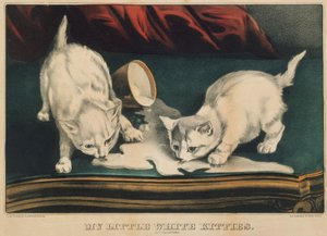 My Little White Kitties - Into Mischief, 1871., 1871. Tvůrci: Nathaniel Currier, James Merritt Ives, Currier a Ives. od Currier and Ives