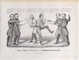 The True Peace Commissioners, 1865., 1865. Tvůrci: Nathaniel Currier, James Merritt Ives, Currier a Ives. od Currier and Ives
