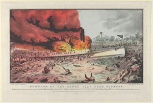 Pálení Henry Clay poblíž Yonkers – na její cestě z Albany do New Yorku ve středu..., 1852. od Nathaniel Currier