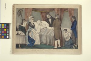 Death Of Washington (ručně kolorovaná litografie) od Nathaniel Currier