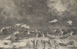 Děsivý vrak Mexika na Hempstead Beach, 2. ledna 1837, 1848-56. od Nathaniel Currier