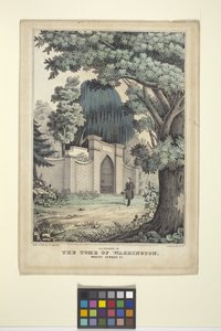 Lafayette At The Tomb Of Washington (ručně kolorovaná litografie) od Nathaniel Currier