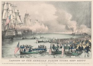 Vylodění amerických sil pod Genl. Scott: Ve Vera Cruz 9. března 1847 od Nathaniel Currier
