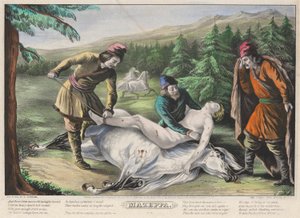 Mazeppa: Talíř 4 ze sady čtyř (4) talířů (zachráněný) od Nathaniel Currier